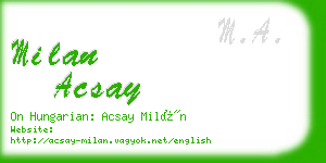 milan acsay business card